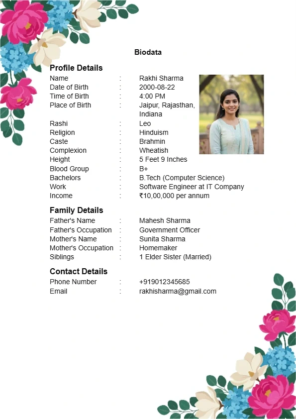 Floral wreath classic biodata