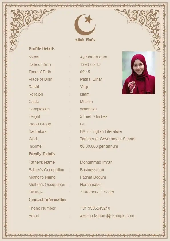 Simple blue border biodata