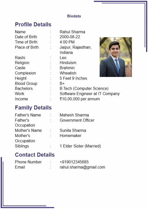 Modern Biodata Format